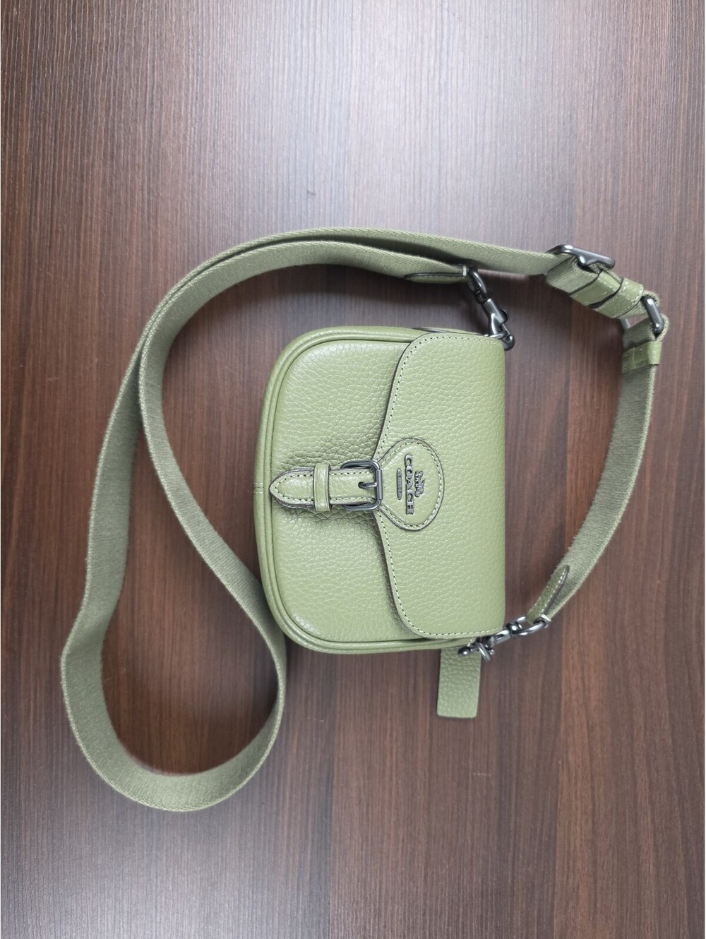 Authentic Small Green Coach Crossbody Purse with Adjustable Strap, New W/O Tags